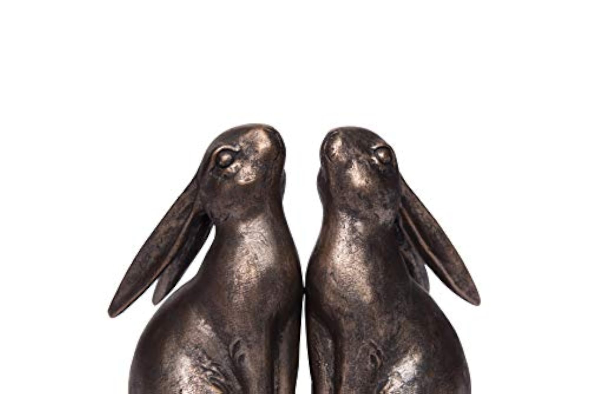 Decorative Resin Rabbit Bookends, Bronze Finish
